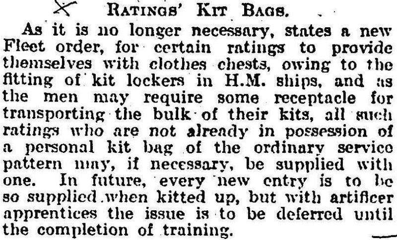 1905-2005 - DICKIE DOYLE, PRESS CUTTINGS RE. GANGES, BOYS TRAINING, THEIR PAY AND CONDITIONS ETC., TIMES 23.01.1925,
