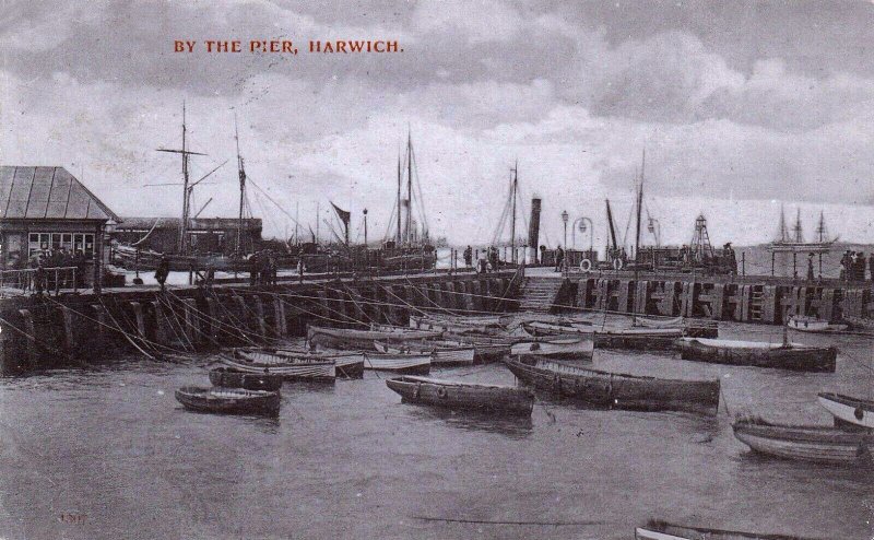 1907 - HARWICH PIER, WITH H.M.S. GANGES FAR RIGHT.jpg