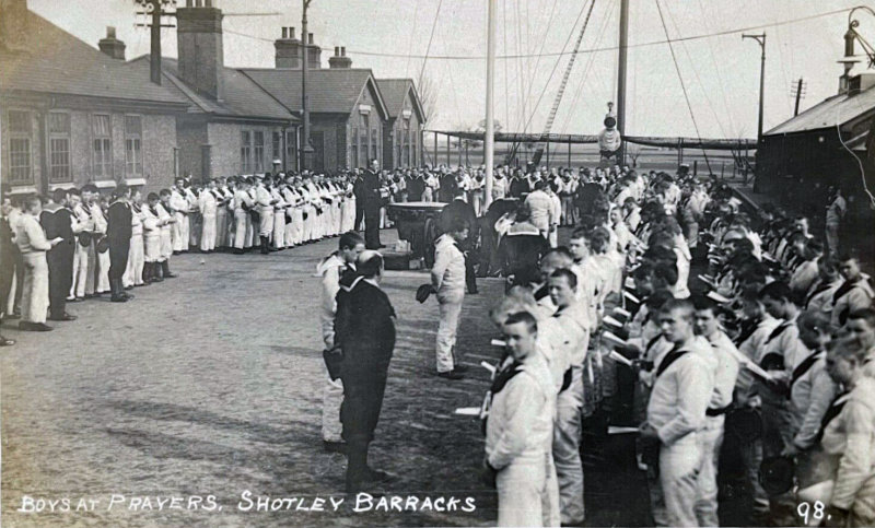 UNDATED - BOYS AT PRAYERS ON THE QUARTER DECK, SHOTLEY..jpg