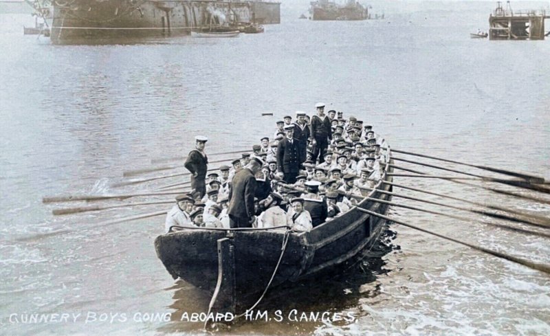 UNDATED - GUNNERY BOYS GOING ONBOARD HMS GANGES..jpg