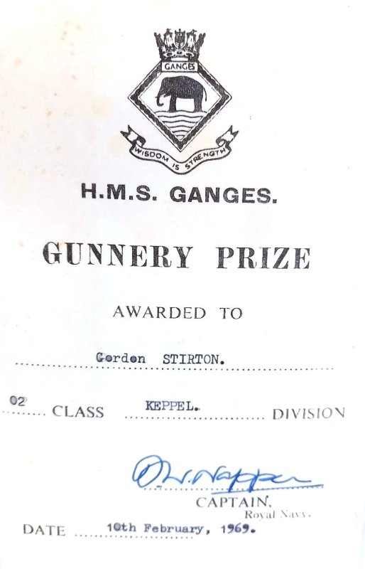 1968 - GORDON STIRTON, LEADING JUNIOR, GUNNERY PRIZE CERTIFICATE.jpg