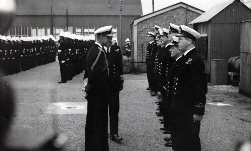 1956, 2ND MAY - THE DUKE OF EDINBURGH INSPECTING OFFICERS..jpg