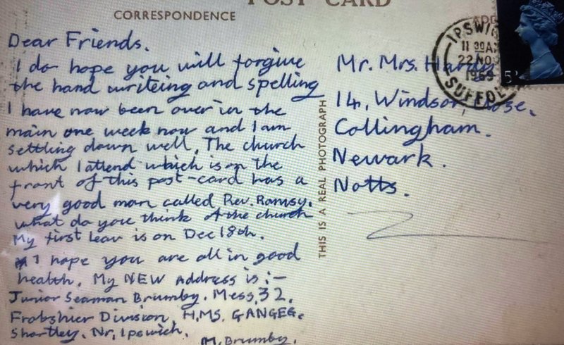 1969, 22ND NOVEMBER - VIC HOCKING, 02., NOT MY POST CARD, REVERSE.jpg