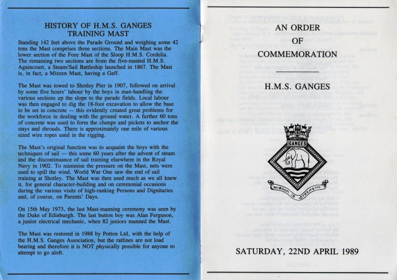 1989, 22ND APRIL - ORDER OF COMMEMORATION, FOLLOWING THE REFURBISHMENT OF THE MAST, 02..jpg
