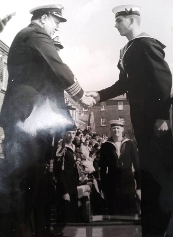 1966-67 - PETER ROUND, 942 CLASS, CAPT. WATSON PRESENTING ME WITH J.I.s BADGE, H..jpg