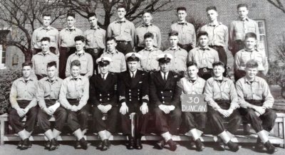 1959, 10TH FEBRUARY - JOHN WILDE, 20 RECR., DUNCAN, 30 CLASS,I AM 3RD FROM RIGHT BACK ROW..jpg