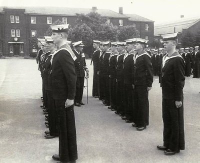 1965 APRIL - COLIN BLAIR, FROBISHER, 30 MESS, SUNDAY DIVISIONS, CAPT. PLACE, I AM IN FOREGROUND 2ND RANK.