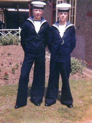 1965 APRIL - COLIN BLAIR, PARENTS DAY, WITH IAN BROWN, FROBISHER, 30 MESS, WE BOTH BECAME ARMOURERS.