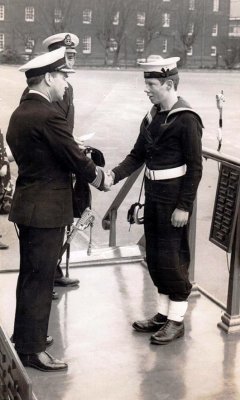 1972 - WILLIAM MACLENNAN - HAWKE, 3 MESS, 262 CLASS, RECEIVING SASH FOR LEADING BUGLER AND CROWN FOR BUGLE BADGE