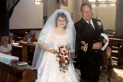 1947 - ALAN WILLIAM FOSTER. LT. CDR. SEA CADETS AT HIS DAUGHTERS WEDDING IN 1989.jpg