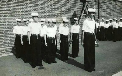 1961, AUGUST - VINCE CASHMORE, ANSON DIVISION PIPING PARTY, I AM REAR RANK LEFT.jpg
