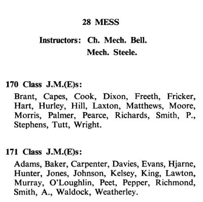 1963, DECEMBER - JIM WORLDING, CHRISTMAS, BENBOW,  28 MESS, LIST OF TRAINEES AND INSTRUCTORS, FROM THE SHOTLEY MAGAZINE