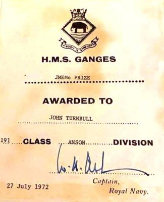 1972, 27TH JULY - JOHN TURNBULL, ANSON, 191 CLASS, JMEMs PRIZE.jpg