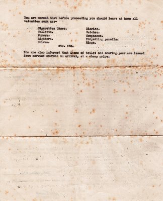 1948 - D.W. ROBSON, LETTER FROM RECRUITING OFFICE, JOINING INSTRUCTIONS, PAGE 2..jpg