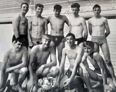 1964 - ANDREW LAYBOURN, ANSON, 170 CLASS, ANSON SWIMMING TEAM WITH TROPHY, CAKE TO FOLLOW.jpg