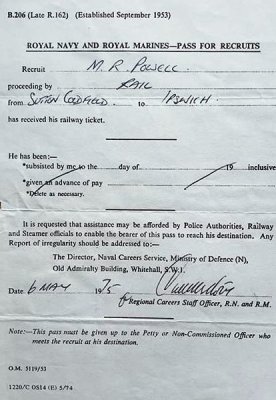 1975, 6TH MAY - MIKE R. POWELL, 73 RECR., RAIL PASS.jpg