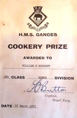 1970 - BILL 'DAISY' HISCOTT, HAWKE, 980 CLASS, COOKERY PRIZE.jpg