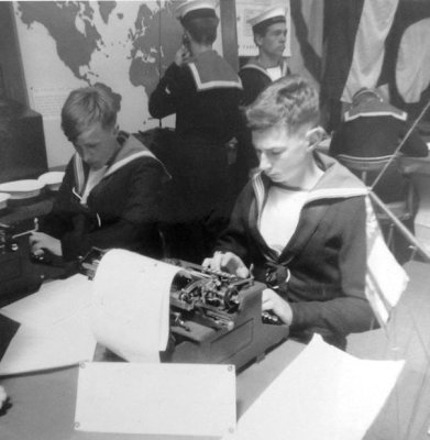 1965 - TOM SUDDES, MYSELF AND DAVE STOKES DEMONSTRATING TOUCH TYPING DURING FAMILIES DAY IN NELSON HALL.jpg