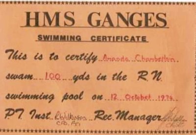 1974, 12TH OCTOBER - AMANDA WIGGIN, SWIMMING CERTIFICATE, FATHER WAS A COOK AT GANGES.jpg