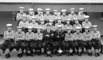 1965, OCTOBER - GRAHAM BUDD, 80 RECR., ANNEXE MESS, I'M FRONT ROW 3RD FROM LEFT, COLLINGWOOD 44 MESS IN MAIN ESTABLISHMENT.