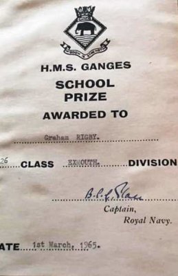 1964, 24TH MARCH - GRAHAM RIGBY, 66 RECR., EXMOUTH, 26 CLASS, SCHOOL PRIZE.jpg