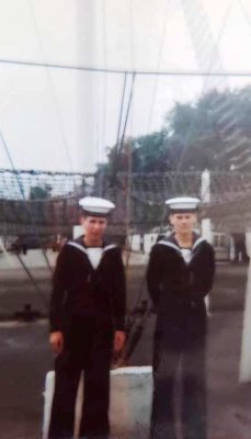 1972, 30TH MAY - JOHN WALKER, ANNEXE, LEANDER, THEN BENBOW, 34 MESS, STEVE WELLMAN TO PORT AND MYSELF TO STARBOARD.jpg