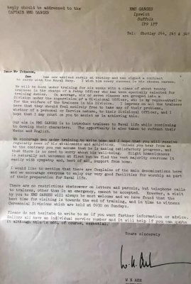 1973, OCTOBER - IAN JOHNSON, ARRIVAL LETTER.jpg