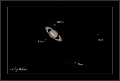 Saturn and 4 of her moons