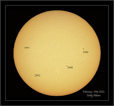Feb 19th.. new sunspots, but lots of clouds!!