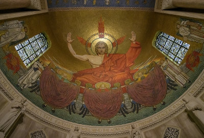 'Christ in Majesty,' mosaic behind the altar 