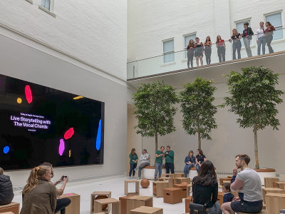 Entertainment at the new Apple store