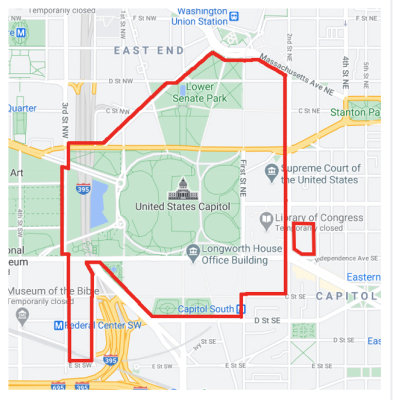 3 miles of fencing around the US Capitol area