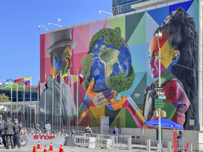 Mural at UN headquarters, NYC