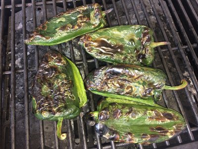 Roasting the chiles