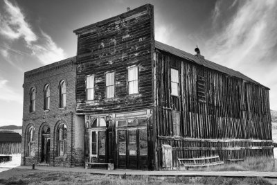 Bodie Ghost Town in black and white