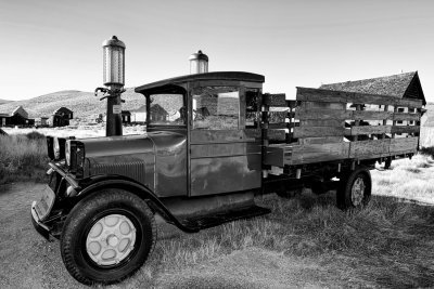 The restored gas station and truck.