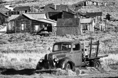 Bodie Ghost Town in black and white