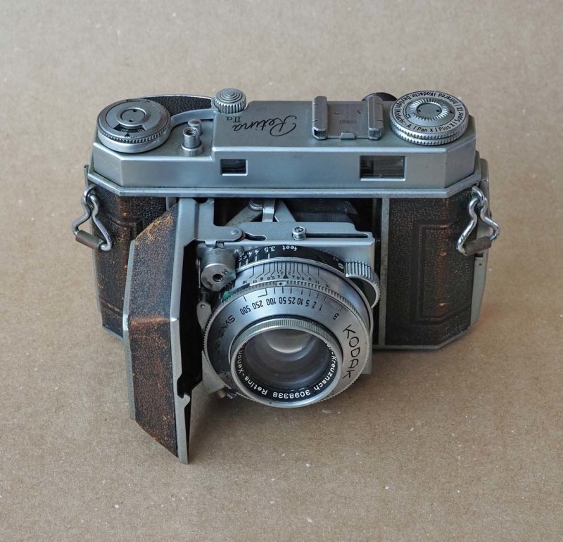 One of my favorites: the folding Kodak Retina IIa (1951); the lens is the fast Schneider Xenon 50/2.