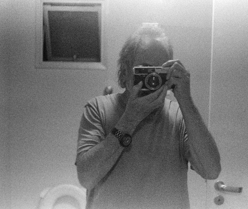 Self-portrait; lens wide open and speed 1/8. 