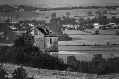 Lauragais landscape, near Michel's house, at Pompertuzat (photo from slide; circa 1987-1997).