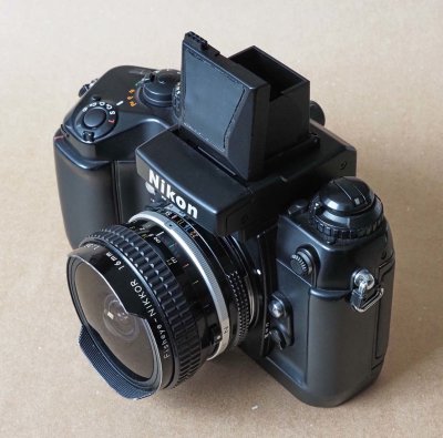 The Nikon F4 with the waist level prism. 
