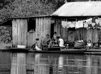 People, outside Manaus, live on house-boats. 