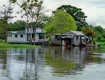 People, outside Manaus, live on house-boats. 