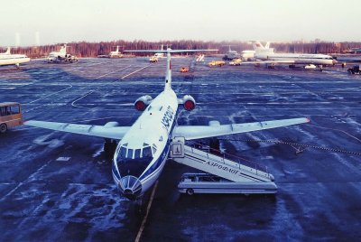 Leningrad : in the airport; we took this plane bound to Kiev. 