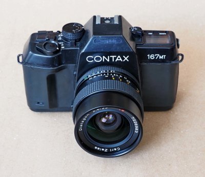Contax 167 MT; very good camera, fed by 4 AAA batteries. 