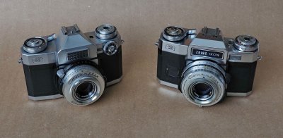 My Contaflex cameras ; the Contaflex Super (1956, left) and the Contaflex Super BC (1965).