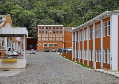 Buildings inside the factory.
