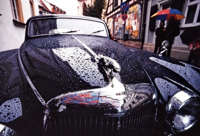 Bamberg; in the streets, the classical Jaguar.