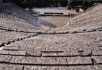 Greece, Peloponnese; a classical theater (very well preserved).