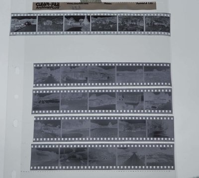 Kodak Tri-X (4 last strips) and Tmax 100 (top strip); notice that development of Tmax 100 is better.